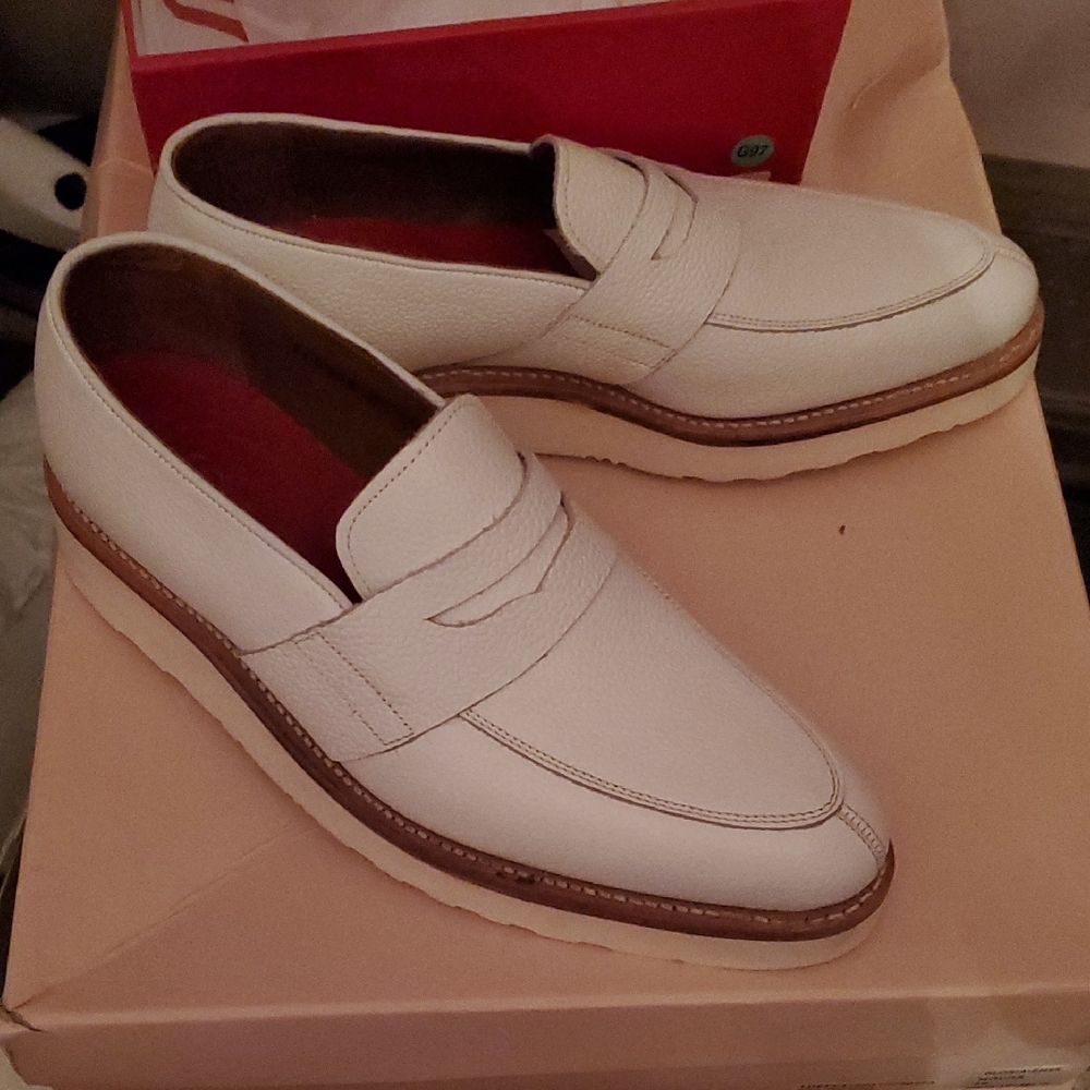 Nib Grenson Men's White Leather Loafers
